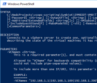 Snippet of Get-Help for one script created during ESN work