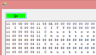 Hex view of SqlDbSharp database file